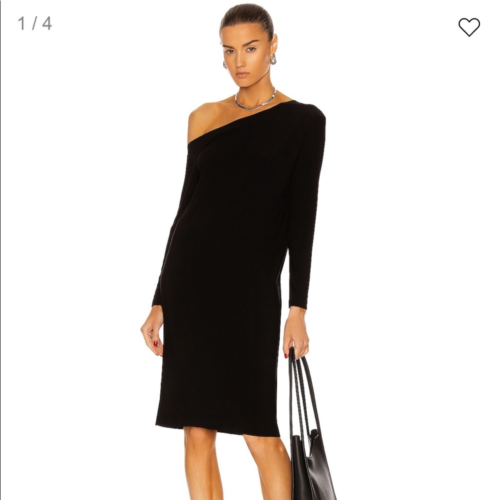 Norma Kamali Long Sleeve Drop Shoulder Dress in Black. NWT size Large